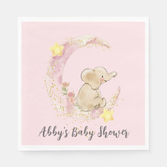 Guardanapo De Papel Elefante sentado em uma lua (Frente)