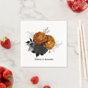 Guardanapo De Papel Elegância Chic Orange e Black Gothic Weding