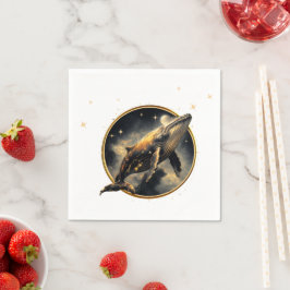 Guardanapo De Papel elegância cósmica, o ouro, baleia negra