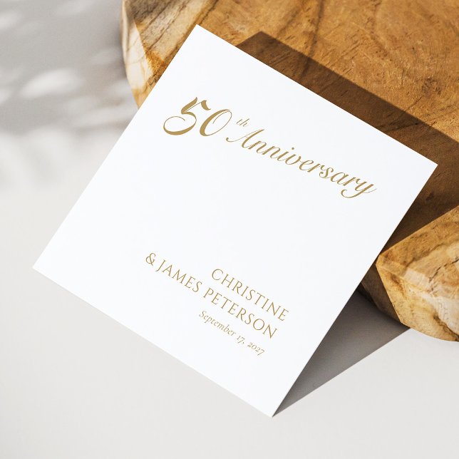 Guardanapo De Papel Elegância do ouro: 50º Aniversário Personalizado (Zazzle Golden Elegance_ Personalized 50th Anniversary Napkins)