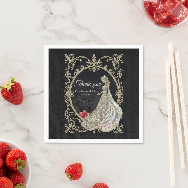 Guardanapo De Papel Elegância em ouro e preto. (Insitu)