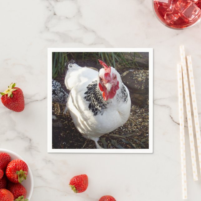 Guardanapo De Papel "Elegância Espetacular: Charme de Galinha Branca N (Insitu)