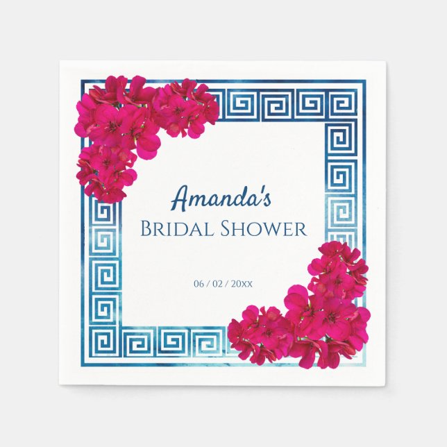 Guardanapo De Papel Elegância Grecian de Aquarela + Chá de panela rosa (Frente)