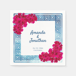 Guardanapo De Papel Elegância Grecian de Aquarela + Flores Rosa