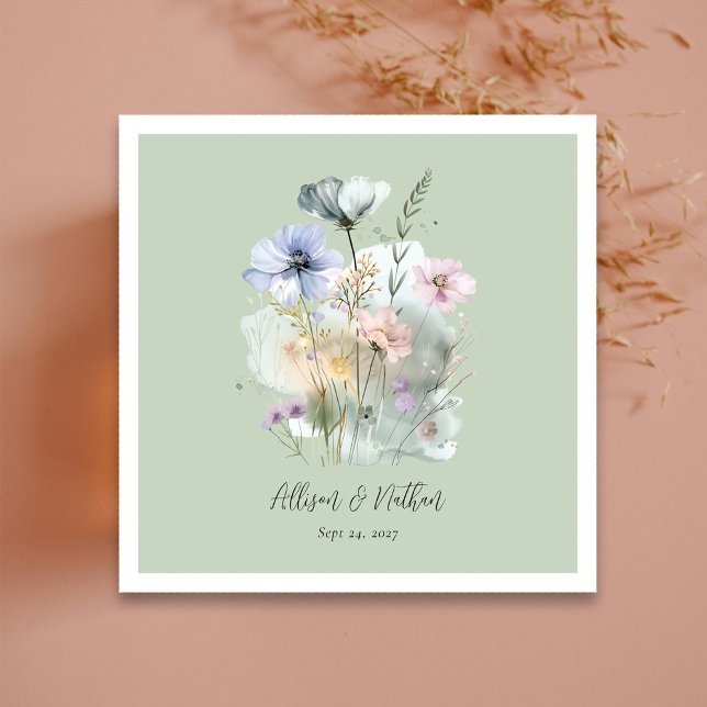 Guardanapo De Papel Elegância Inspirada na Natureza! Light Sage Weddin (Nature-Inspired Elegance! Light Sage Wedding Napkins)