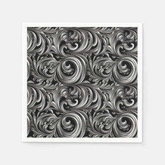 Guardanapo De Papel Elegância líquida - Padrão líquido preto metálico