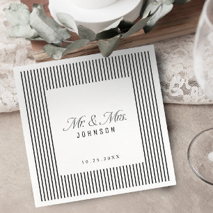 Guardanapo De Papel Elegância Listrada Preto e Branco Classe Senhor e