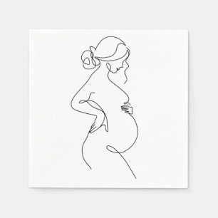 Guardanapo De Papel Elegância Materna: Arte Linear de Mulheres Grávida
