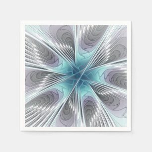 Guardanapo De Papel Elegância Moderno Azul Cinza Branco Arte Fractal F