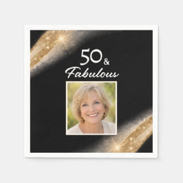 Guardanapo De Papel Elegant 50 & Fabulous Gold Photo Birthday Party