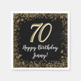 Guardanapo De Papel Elegant 70th Birthday Napkins Gold and Black