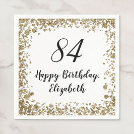 Guardanapo De Papel Elegant 84th Birthday Napkins With Gold Sequins