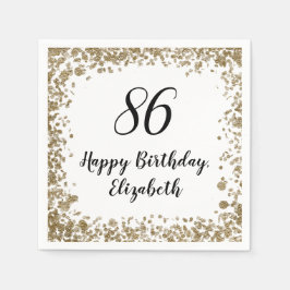 Guardanapo De Papel Elegant 86th Birthday Napkins With Gold Sequins