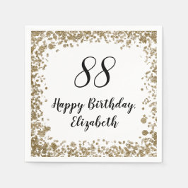Guardanapo De Papel Elegant 88th Birthday Napkins With Gold Sequins