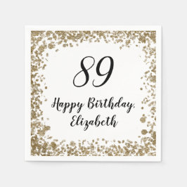 Guardanapo De Papel Elegant 89th Birthday Napkins With Gold Sequins
