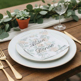 Guardanapo De Papel Elegant Apricot Orange Rose Wedding Paper