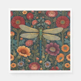 Guardanapo De Papel Elegant art nouveau Autumn floral Dragonfly