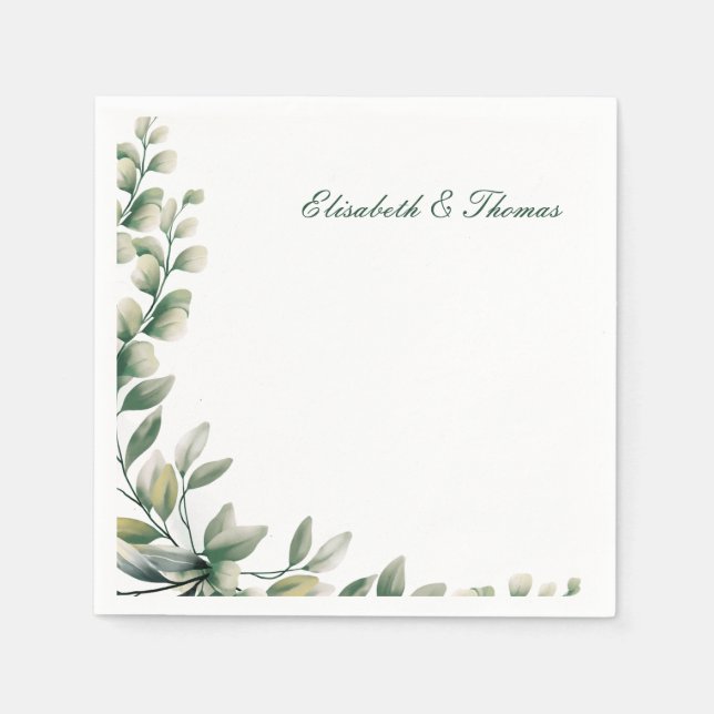 Guardanapo De Papel Elegant background eucalyptus leaves wedding (Frente)