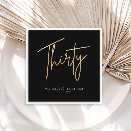 Guardanapo De Papel Elegant Black and Gold 30th Birthday Party Invite