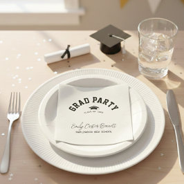Guardanapo De Papel Elegant Black and White Grad Hat Graduation 