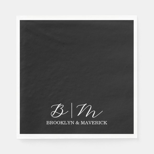 Guardanapo De Papel Elegant Black And White Wedding (Frente)