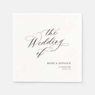 Guardanapo De Papel Elegant black calligraphy wedding