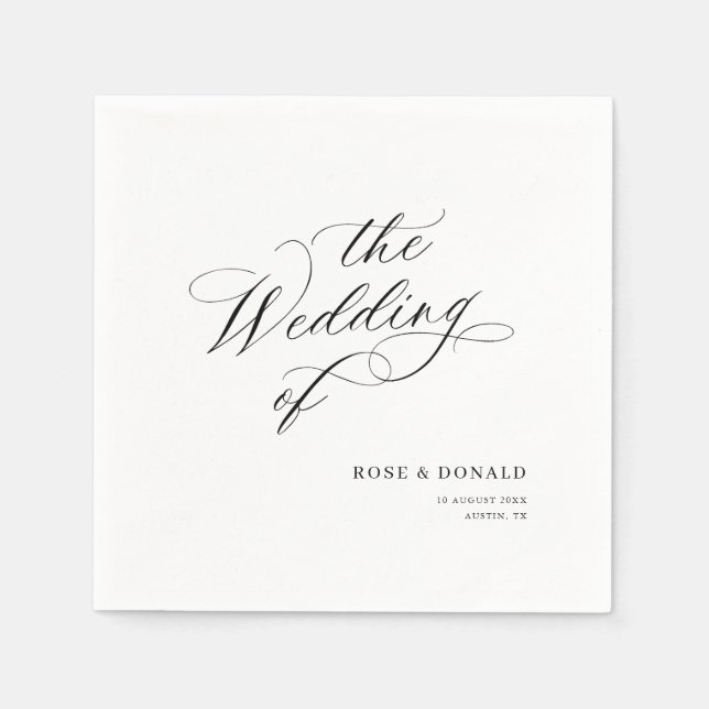 Guardanapo De Papel Elegant black calligraphy wedding (Frente)