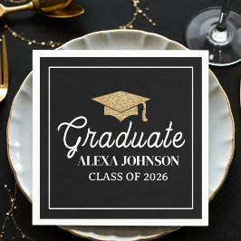 Guardanapo De Papel Elegant Black Class Of 2026 Graduation