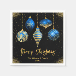 Guardanapo De Papel Elegant Blue and Gold Ornament Christmas