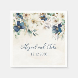 Guardanapo De Papel Elegant Blue Floral Winter Wedding Napkin