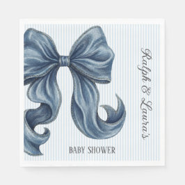 Guardanapo De Papel Elegant Blue Striped Bow Baby Shower
