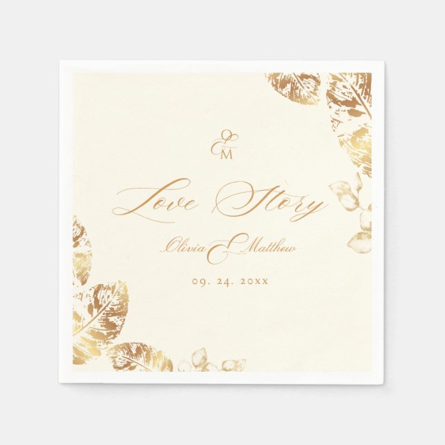 Guardanapo De Papel Elegant Boho | Dourado Casamento de outono (Frente)