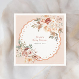 Guardanapo De Papel Elegant Boho Floral Neutral Baby Shower Napkins