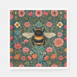 Guardanapo De Papel Elegant boho retro bumblebee spring florals