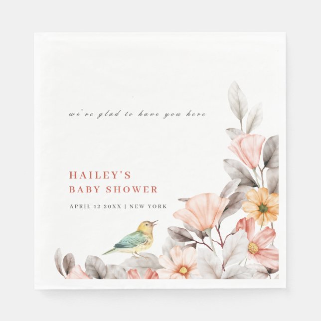 Guardanapo De Papel Elegant Boho Rustic Wildflower Chá de fraldas (Frente)