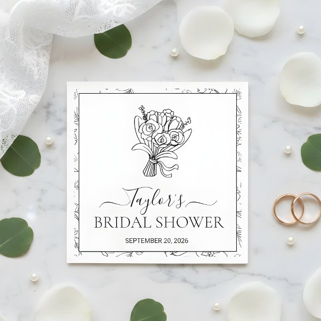 Guardanapo De Papel Elegant Botanical Floral Bridal Shower Custom Phot (Criador carregado)