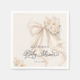 Guardanapo De Papel Elegant Bow and Flowers Girl Baby Shower