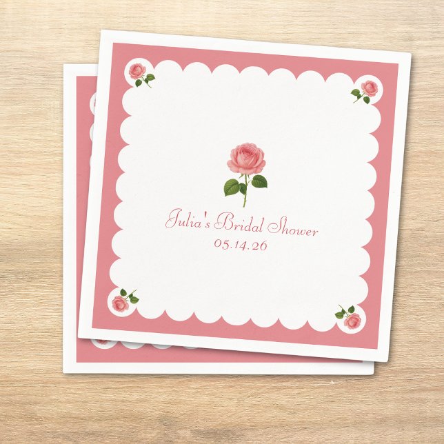 Guardanapo De Papel Elegant Bridal Shower Classic Dusty Rose Girly (Criador carregado)