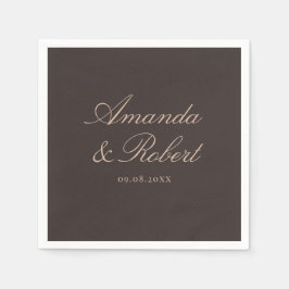 Guardanapo De Papel Elegant Brown Calligraphy Wedding