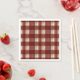 Guardanapo De Papel Elegant Burgundy Ivory Rust Red Plaid Pattern