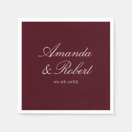 Guardanapo De Papel Elegant Calligraphy Burgundy Wedding