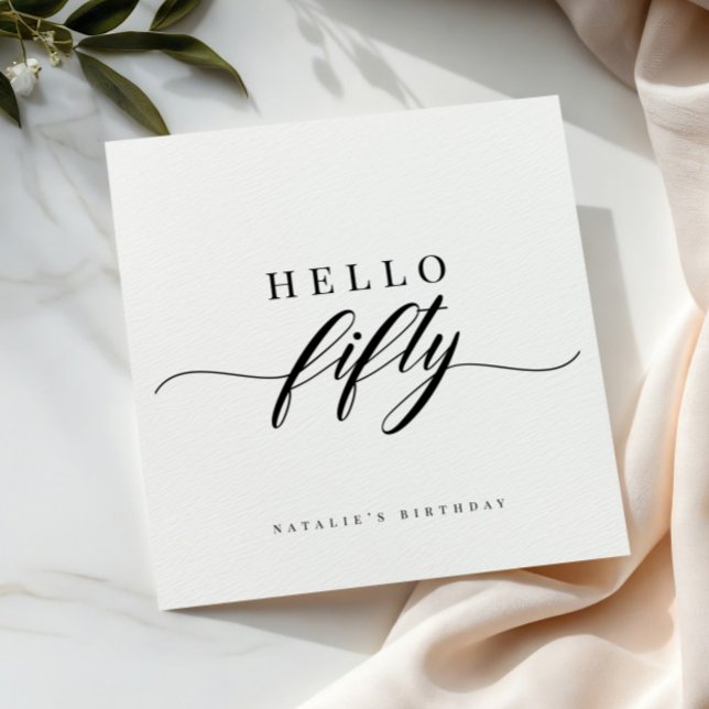 Guardanapo De Papel Elegant Calligraphy Hello 50 Birthday Personalized (Criador carregado)