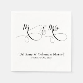 Guardanapo De Papel Elegant Calligraphy Mr & Mrs Wedding Napkins