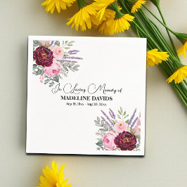 Guardanapo De Papel Elegant Calligraphy Peonies Funeral