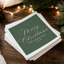 Guardanapo De Papel Elegant Calligraphy Sage Green Merry Christmas