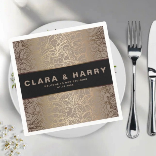 Guardanapo De Papel Elegant  champagne pink gold  floral wedding  (Criador carregado)