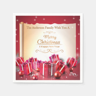 Guardanapo De Papel Elegant Christmas Gift Boxes Red Silver Holiday