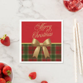 Guardanapo De Papel Elegant Christmas Plaid Napkin with Gold Bow