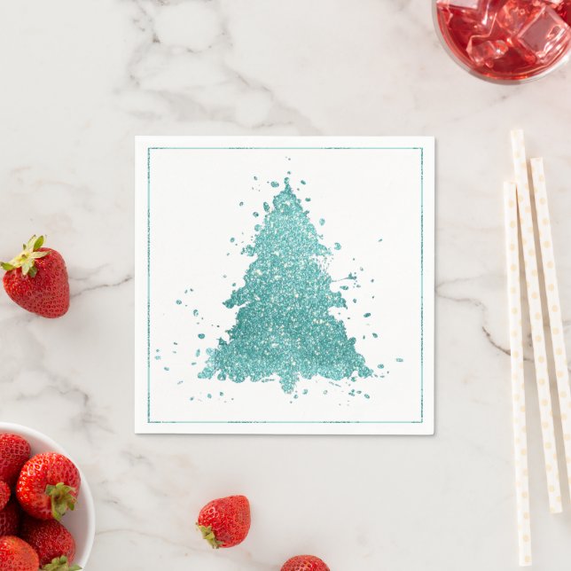 Guardanapo De Papel Elegant Christmas Tree | Glam Rose Gold Splatter (Insitu)