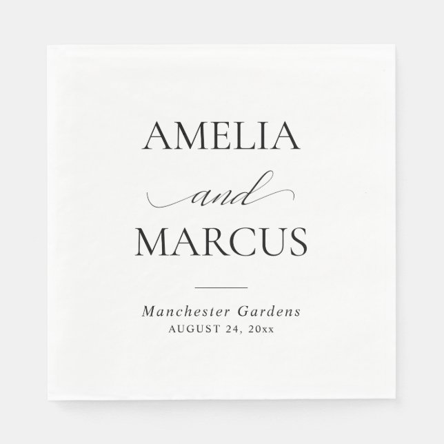 Guardanapo De Papel Elegant Classic Script Calligraphy Wedding (Frente)